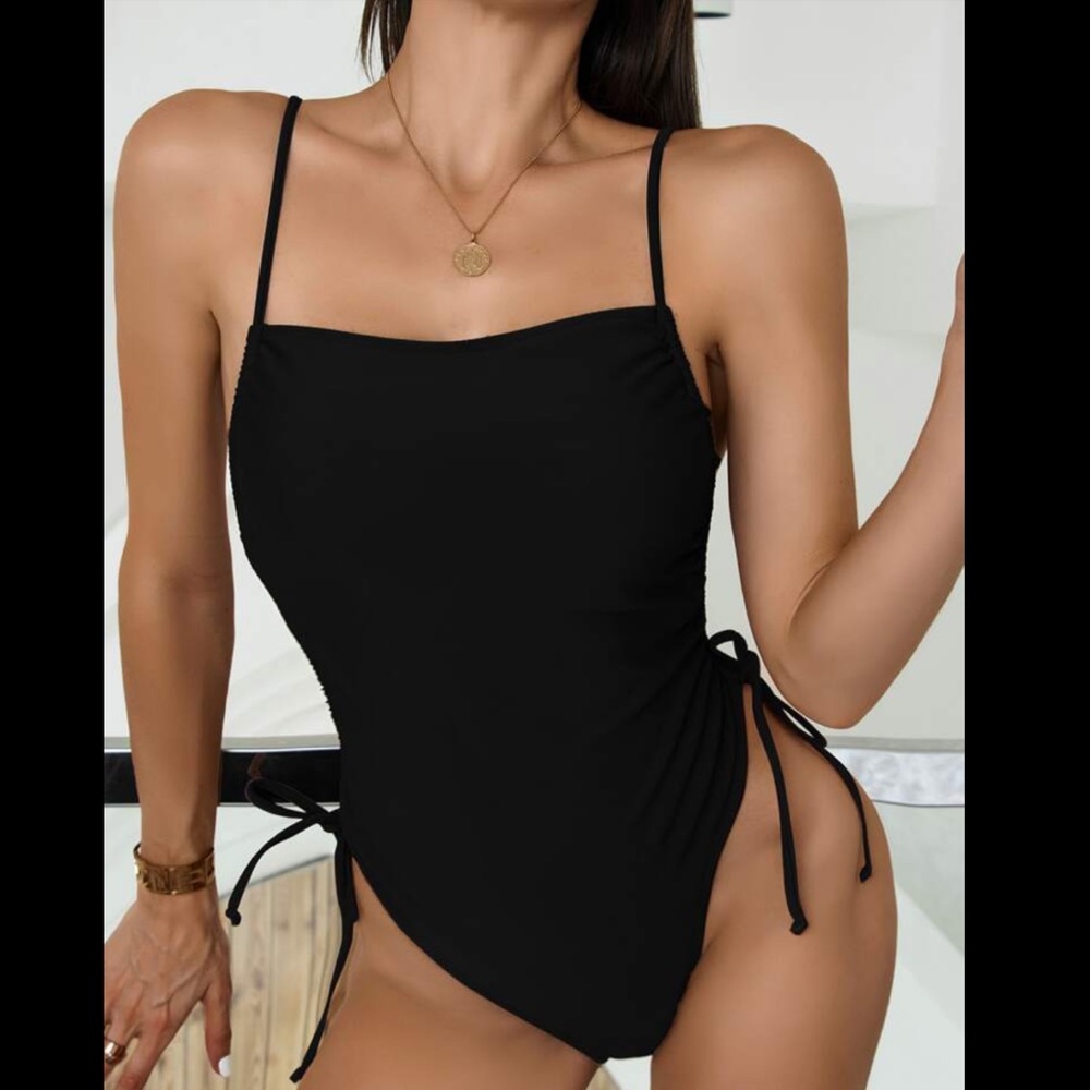 NEW black tie one piece swimsuit
